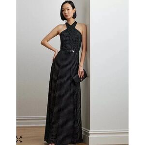 New Lauren Ralph Lauren Women's Polka-Dot Halter Georgette Gown - Size 8